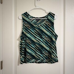 Perceptions Teal and Black Striped Tank Top